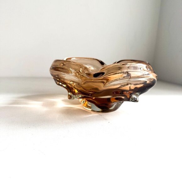 Vintage MCM Chalet Glass Light Brown Champagne Ashtray - Picture 2 of 12